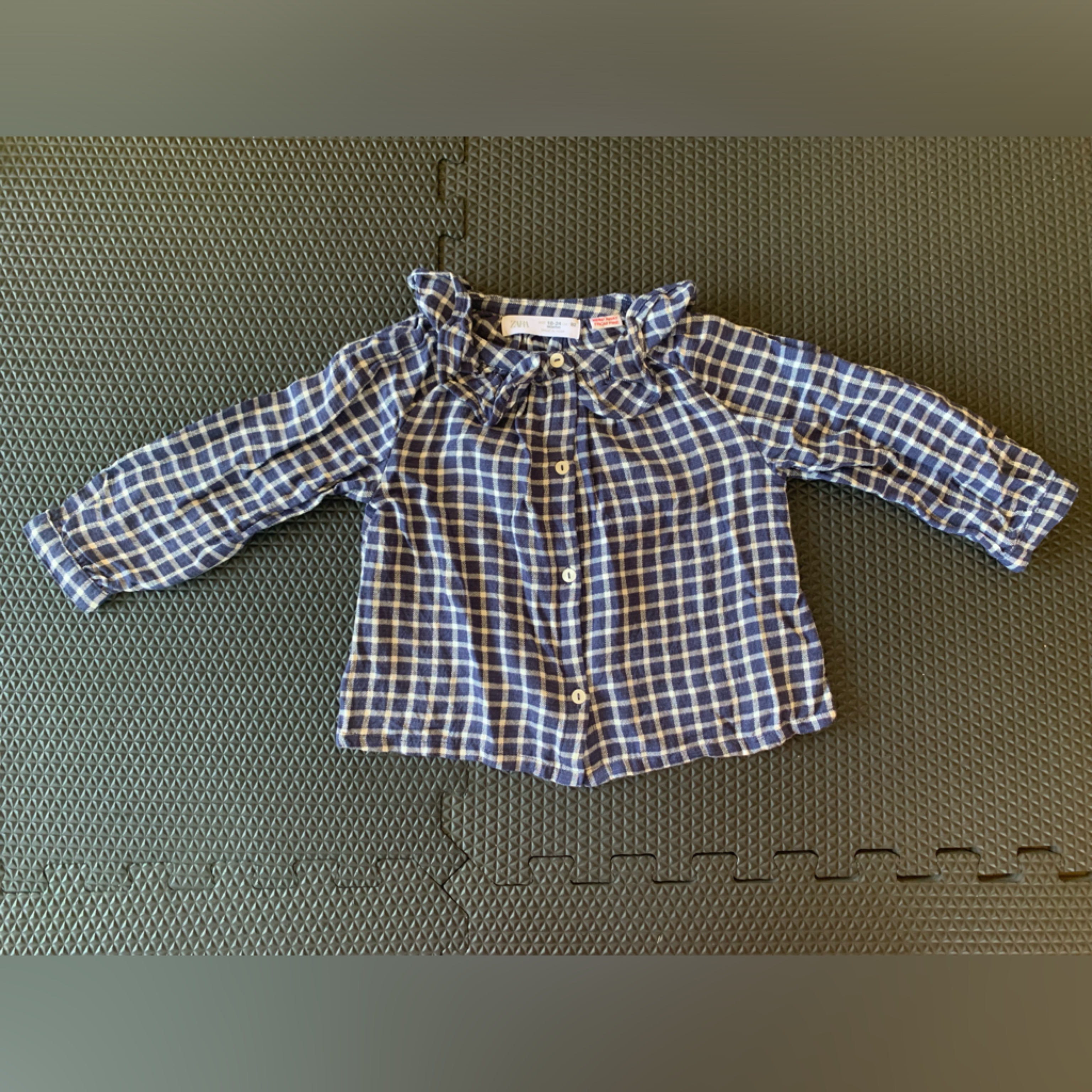 Zara Baby Girl Shirt With Ruffle Collar - 18-24m